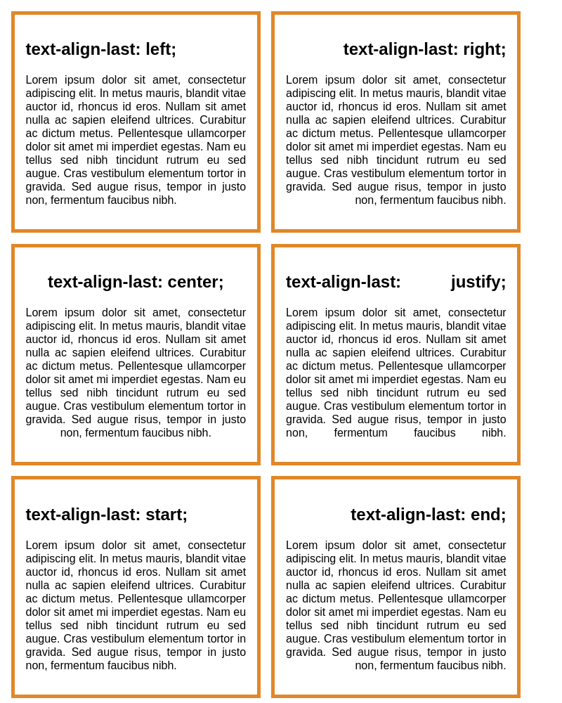 Browser Preview of TEXT-ALIGN-LAST